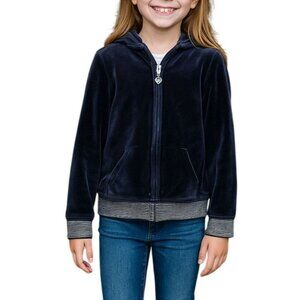 Circo Medium (7/8) Hoodie Jacket Girls Black Velvet Sparkle Trim Zipper Front
